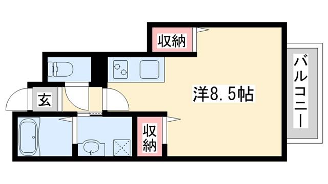 リガーレ天神西(ワンルーム/1階)の間取り写真