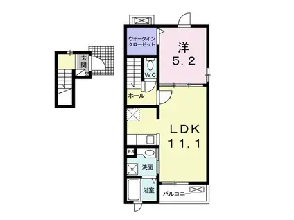 アイランドヒルズアミファイナル(1LDK/2階)の間取り写真