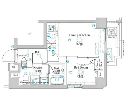 ラフィスタ赤羽(1DK/6階)の間取り写真