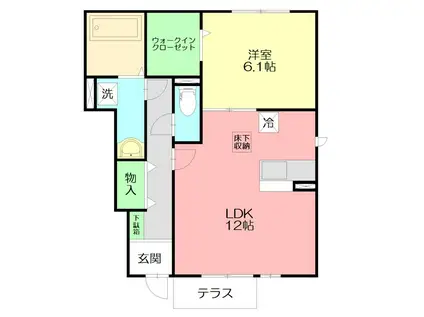 カルム フルール(1LDK/1階)の間取り写真