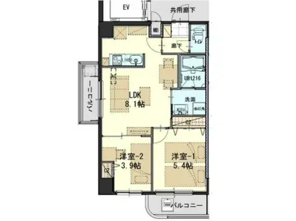 ガーデンロッジIV(2LDK/2階)の間取り写真