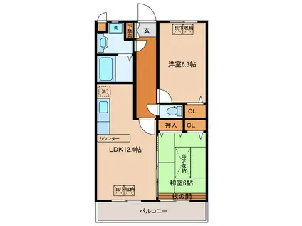 ラフィーネ隼人II(2LDK/2階)の間取り写真