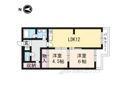 ビューハイツ京都山科(2LDK/2階)の間取り写真