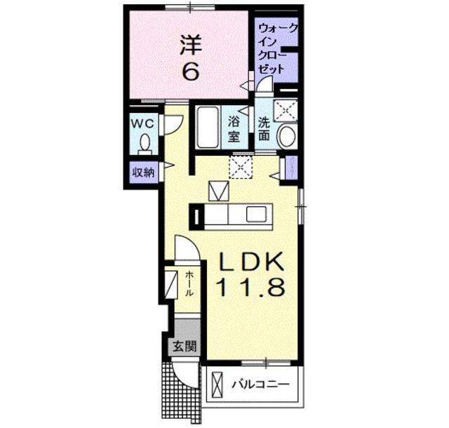 パラシオII(1LDK/1階)の間取り写真