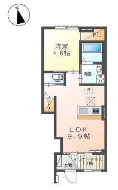 ラクードシャB(1LDK/1階)の間取り写真