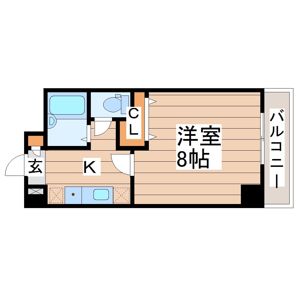フレグランス宮千代(1K/1階)の間取り写真
