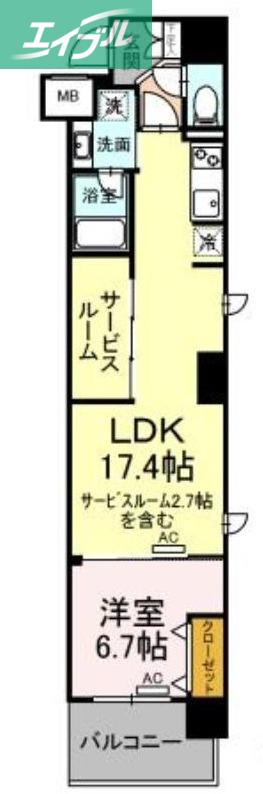 GOLD WINGII(1LDK/2階)の間取り写真