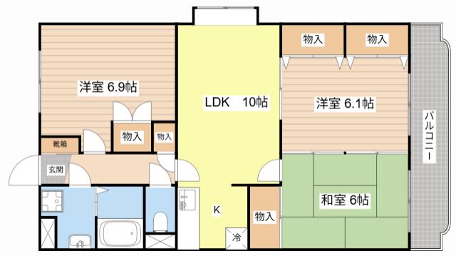 パークヒルズI(3LDK/1階)の間取り写真