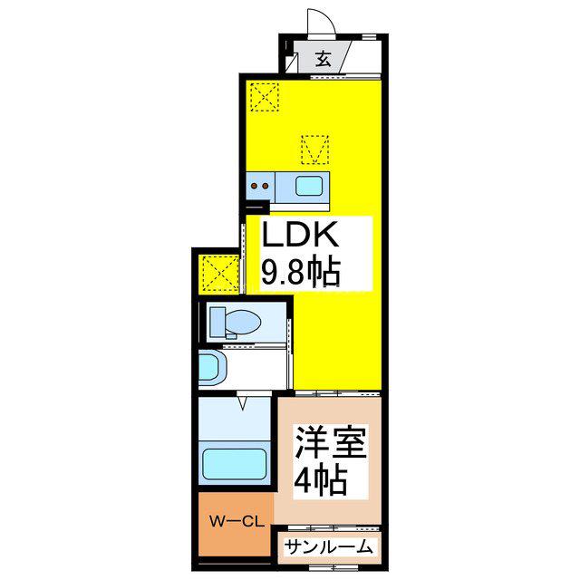 ベルソール(1LDK/1階)の間取り写真