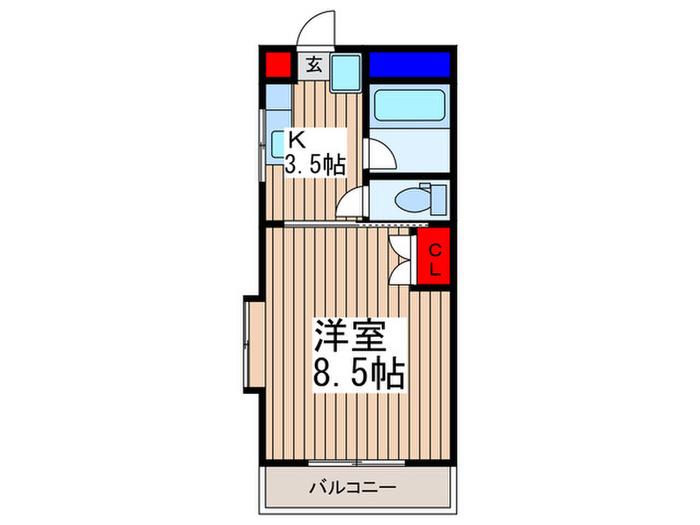 グリーンドエル(1K/2階)の間取り写真