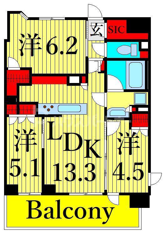 NIDO南千住(3LDK/14階)の間取り写真