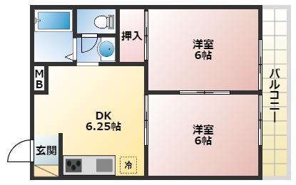 清水ハイツ(2DK/2階)の間取り写真