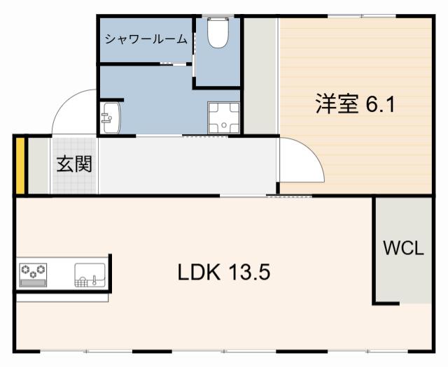 グリーンハイツ野村(1LDK/1階)の間取り写真
