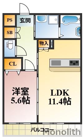ひまわり(1LDK/3階)の間取り写真