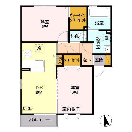 フィロソフィアB(2DK/2階)の間取り写真
