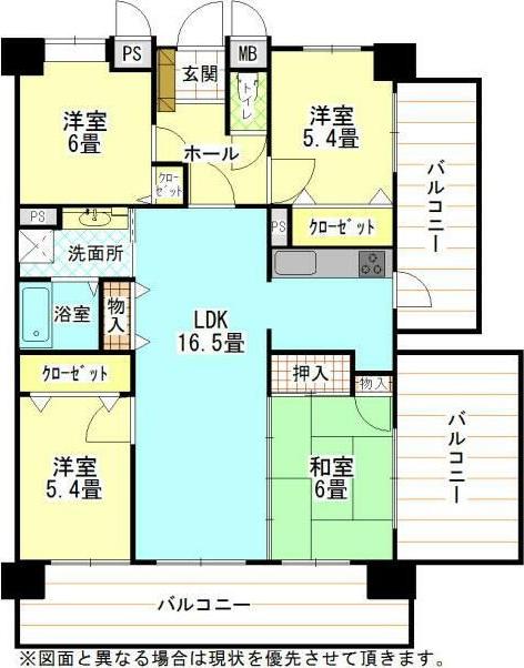 アメニティ企救丘I(4LDK/6階)の間取り写真