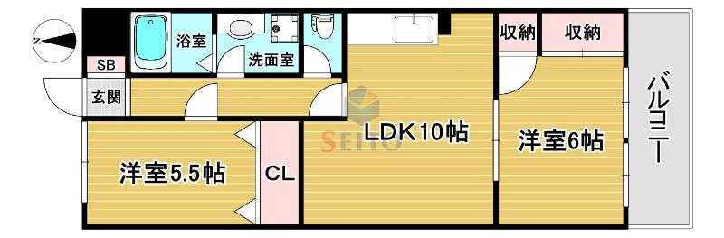 三浦マンション(2LDK/2階)の間取り写真