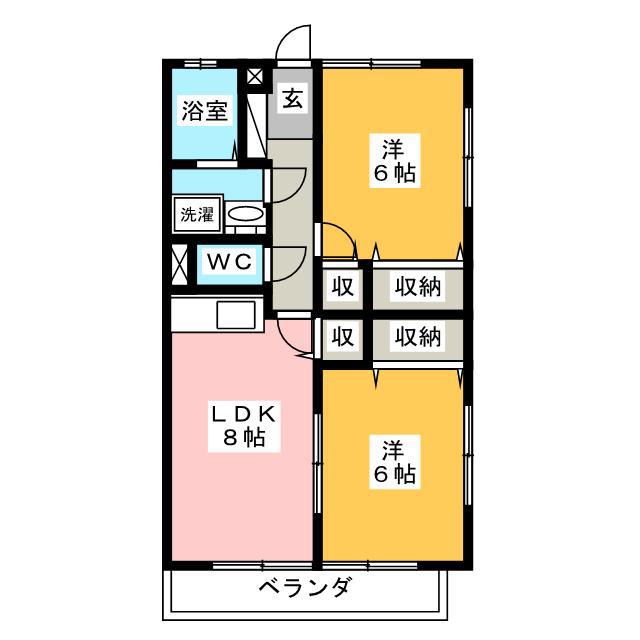 エスポアール湘南(2LDK/2階)の間取り写真
