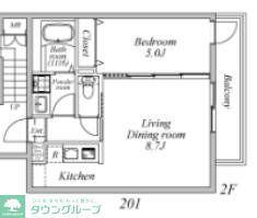 プラスドア北千住(1LDK/2階)の間取り写真
