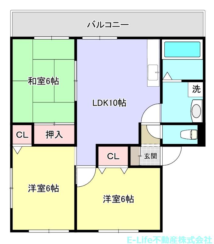 ファミーユA・B(3LDK/2階)の間取り写真