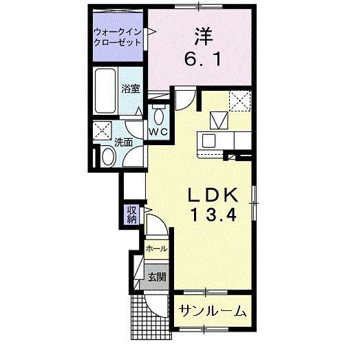 ラ フローナ II(1LDK/1階)の間取り写真