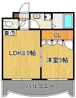 ロイヤルセンターBLD(1LDK/6階)の間取り写真