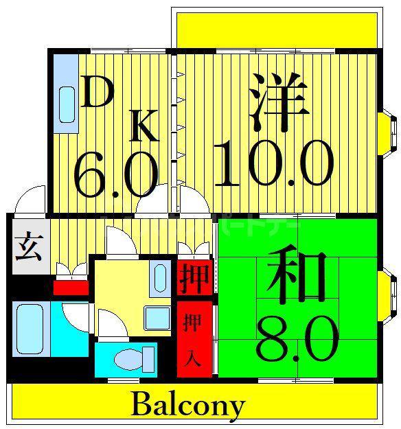 第二ファミーユ白木(2DK/2階)の間取り写真