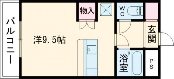 ヴェルデ(1K/3階)の間取り写真