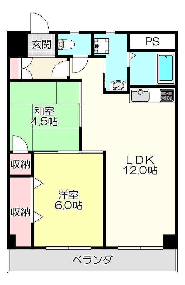 ロイヤルサカエマンション(2LDK/3階)の間取り写真