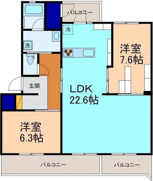 アクアルーチェ犬島(2LDK/1階)の間取り写真