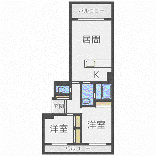 カーサ・エルモーサ(2LDK/2階)の間取り写真