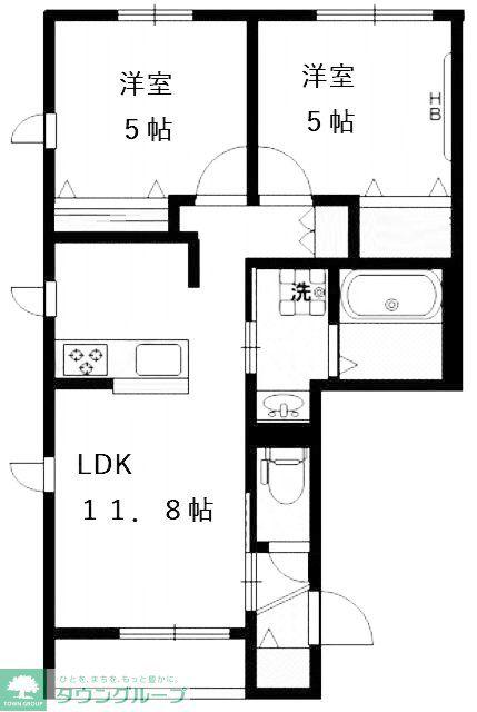 RIVERSIDE純II(2LDK/2階)の間取り写真
