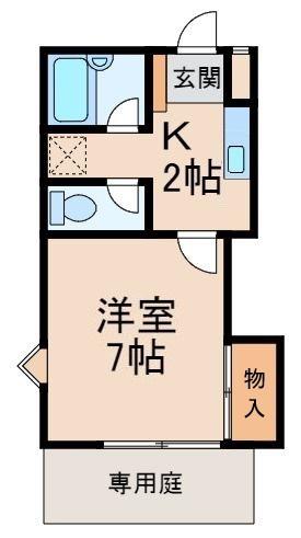 フローラゆかわII(1K/1階)の間取り写真