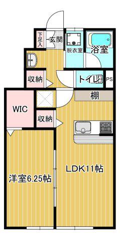 ヴァンクールII(1LDK/1階)の間取り写真
