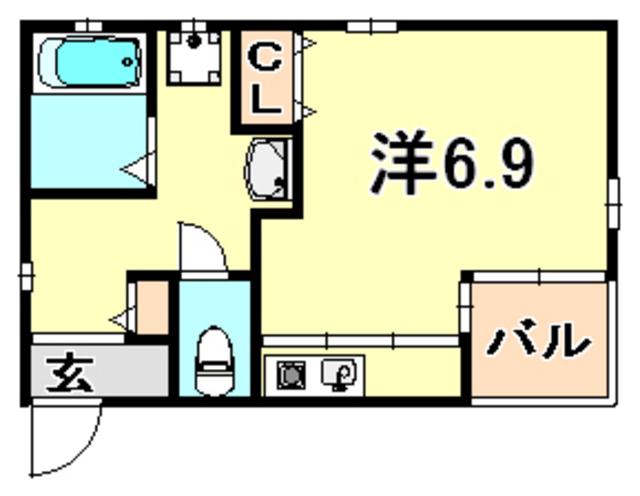 H・Cフラッツ須磨関守(1K/1階)の間取り写真