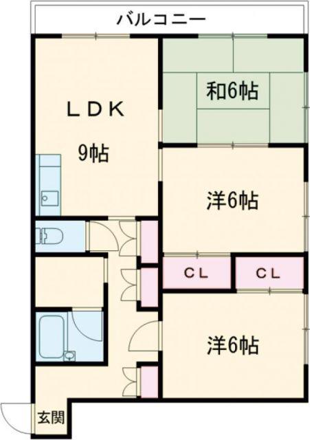 グリーンピア木風(3LDK/4階)の間取り写真
