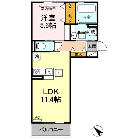 エスポワールヴィラ A棟(1LDK/1階)の間取り写真