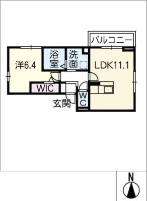 メイプル(1LDK/3階)の間取り写真