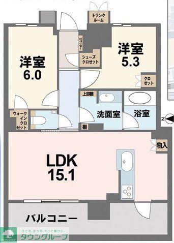 ブリリアタワー前橋(2LDK/23階)の間取り写真