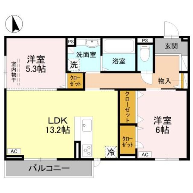 エクシードII(2LDK/3階)の間取り写真