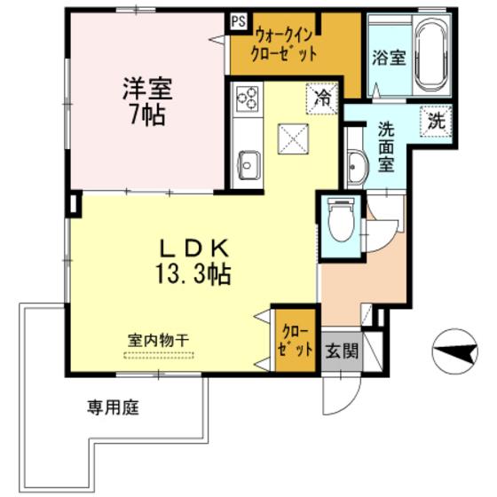 クレインコート(1LDK/1階)の間取り写真