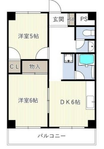 トーカド宮崎台(2DK/2階)の間取り写真