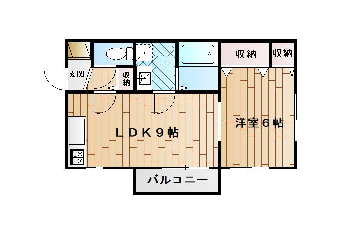 ハイツ ルナシー(1LDK/1階)の間取り写真