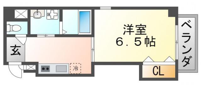 ドミール関大前(1K/3階)の間取り写真