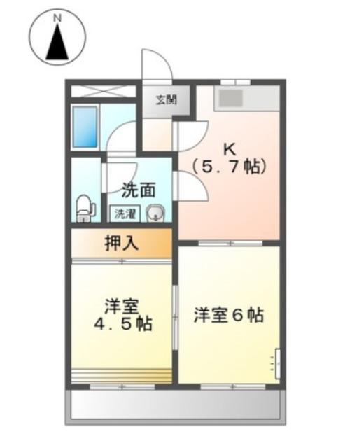 ダンサプリメーロ(2K/2階)の間取り写真