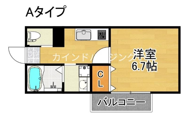 L.FINO岸里ウエスト(1K/4階)の間取り写真