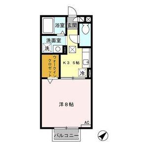 サニーヒル小山台(1K/1階)の間取り写真