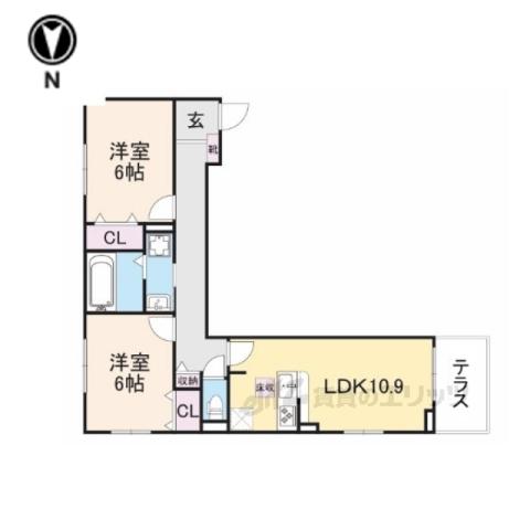 カーサアリビオ(2LDK/1階)の間取り写真