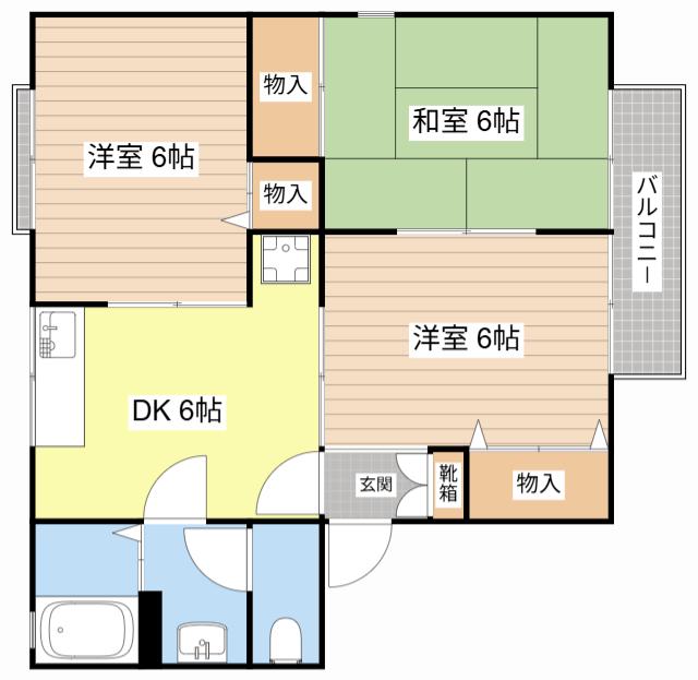 アトリエ参番館(3DK/2階)の間取り写真