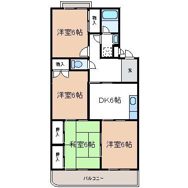 サンパーク森(3LDK/1階)の間取り写真